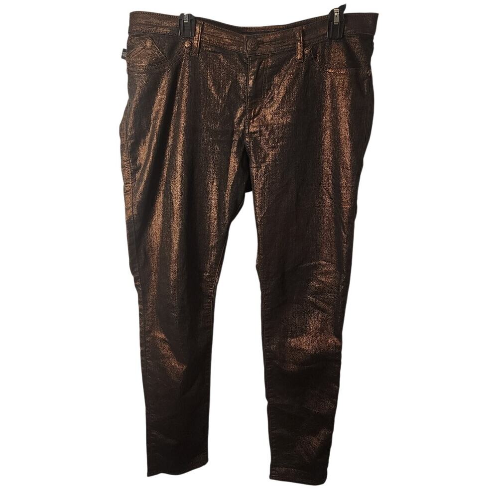 Rock & Republic Metallic Coated Jeans Women’s 16 Bronze Shiny Pants